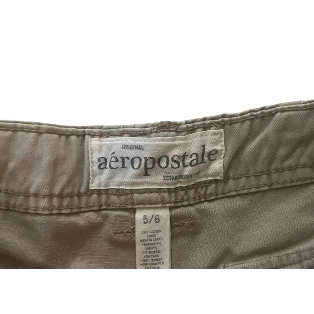 Aeropostale Size 5/6 Tan Cargo Mini Shorts Pocket Button Y2K Cotton Low Rise